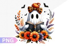 Halloween Ghost And Books Sublimation - Clipart PNG Design Product Image 1