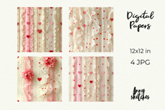 Coquette Textile Valentine Digital Paper Kit Rococo Patterns Product Image 2