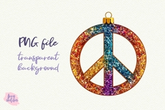 Retro Hippy Peace Sign Christmas Ornament Clipart Disco Product Image 1