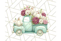 Vintage Truck Pumpkin and Fall Flowers PNG Clipart, Autumn Product Image 3