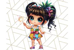 Chibi Summer Girls Clipart PNG, Bright Kawaii Summer Art Product Image 3