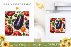 Cartoon Food Magnet PNG, Vegetables Magnet Design Product Image 1
