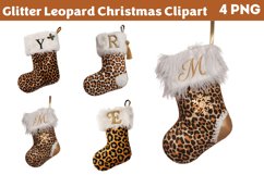 Glitter Leopard Christmas Sublimation Clipart PNG Product Image 1