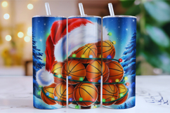 Merry Basketball Tumbler Wrap | Christmas Wrap Product Image 1