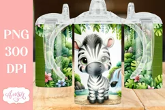 Cute zebra sippy cup sublimation PNG, Kids 12oz tumbler PNG Product Image 3