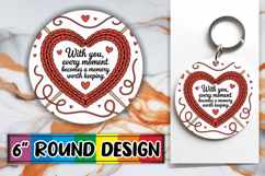 Joyful Circle Keychain Sublimation PNG, Heart Quote Product Image 1