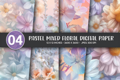 Pastel Mixed Floral Digital Paper Product Image 1