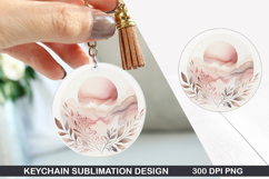 Flower Keychain Sublimation - Spring Keychain PNG Design Product Image 1