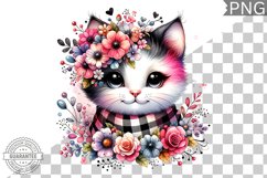 Cat With Flowers Sublimation - Clipart PNG Design Product Image 1