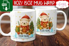 Custom Christmas mug wrap PNG, Polar bear mug PNG Product Image 3