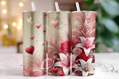 Flowers &amp; Heart Valentine&#039;s Day Tumbler Wrap Sublimation Product Image 1