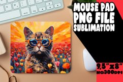 Vibrant Kitty with Floral Mouse Pad Design PNG Product Image 1