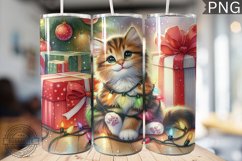 Christmas Cat Tumbler Wrap - Christmas Tumbler PNG Design Product Image 1