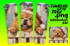 Winter Tumbler Wrap Art Peeking Dog Christmas Sublimation Product Image 1