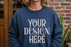 Navy Gildan 18000 Mockup, Sweatshirt Crewneck Mockups Product Image 1
