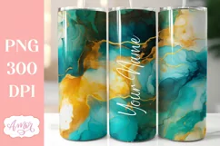 Teal marble 20oz tumbler sublimation PNG, Alcohol ink PNG Product Image 2