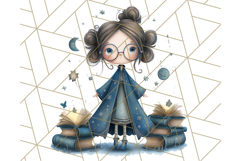 Whimsical Library Clipart with Cozy Readers and Books Product Image 3