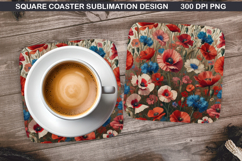 Flowers Coaster Sublimation, Spring Coaster PNG Design Product Image 1