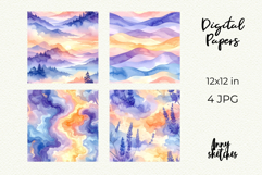 Aura Glow Pastels Digital Paper Watercolor Seamless Pattern Product Image 2