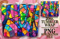 Colorful Tree Tumbler Wrap 20oz Stained Glass Sublimation Product Image 1