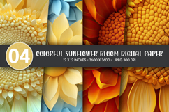 Colorful Sunflower Bloom Digital Paper Product Image 1