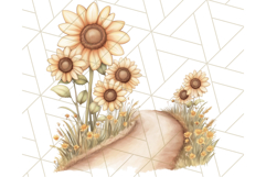 Rustic Sunflower Clipart, Soft Country Farmhouse Florals Png Product Image 3