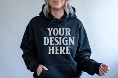 Black Gildan 18500 Hoodie Mockup, G18000 Hoodie Model mockup Product Image 1