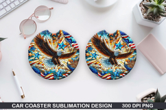 Eagle Car Coaster Sublimation, 4th Of July Coaster PNG Product Image 1