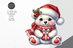 Christmas clipart, Polar bear clipart, Holiday clipart Product Image 1