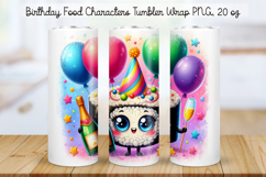 Birthday Food Character Tumbler Wrap PNG 20 oz Product Image 1
