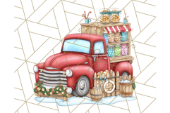 Vintage Christmas Truck Clipart PNG, Retro Holiday Vehicle Product Image 3