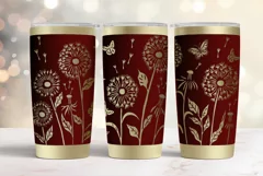 20oz Tumbler laser svg wrap| Floral Dandelions pattern Product Image 1