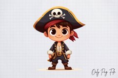 Watercolor Cute Pirate Clipart PNG Product Image 1