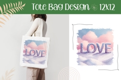 Snowy Love Illustration, Cartoon Love Tote Bag Design Product Image 1