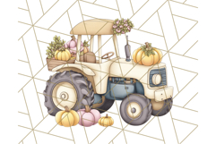Fall Tractor Clipart PNG, Vintage Tractors With Pumpkins Product Image 3