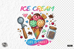 Watercolor Summer Ice Creams Clipart Product Image 1