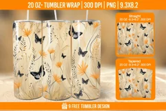 3D Cute Butterfly Tumbler Wrap Designs, Sublimation Wrap Product Image 1