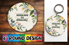 Radiant Round Car Coaster Sublimation, Flower Quote Product Image 1