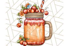 Fall Drink Clipart PNG, Cozy Autumn Cocoa and Latte Art Product Image 3