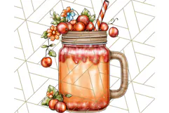 Fall Drink Clipart PNG, Cozy Autumn Cocoa and Latte Art Product Image 3