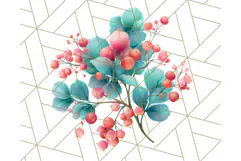 Coral and Aqua Christmas Clipart PNG, Pastel Holiday Art Product Image 3