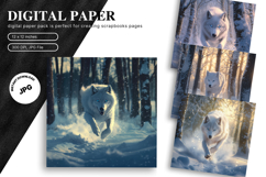 Wolf Wall Art Digital Paper Backgrounds Printable Scrapbook Product Image 1