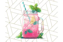 Pink and Mint Summer Clipart PNG Beach Icons, Summer Fun Png Product Image 3