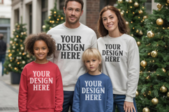 Christmas Family Matching T-Shirt Mockups | Holiday Group Product Image 1