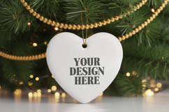 Christmas Love Heart Ornament Mockup | Holiday Hanging Product Image 1