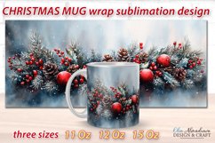 Beautiful festive Christmas wrap design for sublimation on 11Oz, 12Oz and 15Oz MUGS with cute watercolor patterns.