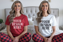 Christmas Bella Canvas 3001 Couple Mockup , BC3001 Couple mo Product Image 1