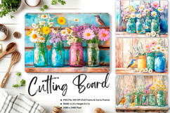 Mason Jars Flower Cutting Board Kitchen Chopping Board_39 Product Image 1
