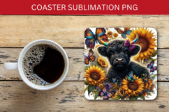 square coaster - black highland cow Product Image 1
