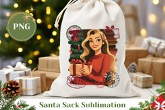 Christmas Girl Santa Sack, Cartoon Christmas Gift Bag Design Product Image 1